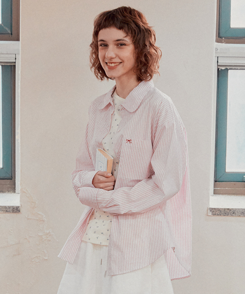 RONRON(ロンロン)の「ROUND COLLAR POCKET SHIRT PINK STRIPE(シャツ/ブラウス・レディース・その他・FREE)」の2枚目の写真