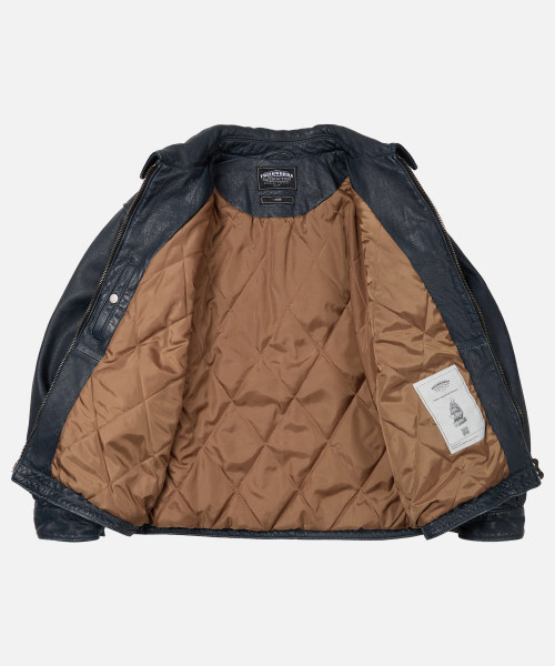 FRIZMWORKS（フリズムワークス）の「DESTROYED COWHIDE LEATHER JACKET _ WASHED NAVY（ライダースジャケット・メンズ・その他・SMALL/MEDIUM/LARGE/X-LARGE）」の2枚目の写真