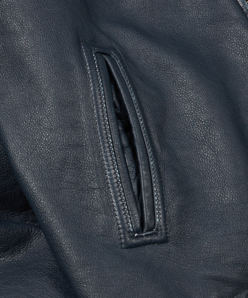 FRIZMWORKS（フリズムワークス）の「DESTROYED COWHIDE LEATHER JACKET _ WASHED NAVY（ライダースジャケット・メンズ・その他・SMALL/MEDIUM/LARGE/X-LARGE）」の6枚目の写真