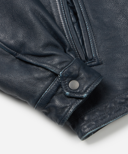 FRIZMWORKS（フリズムワークス）の「DESTROYED COWHIDE LEATHER JACKET _ WASHED NAVY（ライダースジャケット・メンズ・その他・SMALL/MEDIUM/LARGE/X-LARGE）」の8枚目の写真