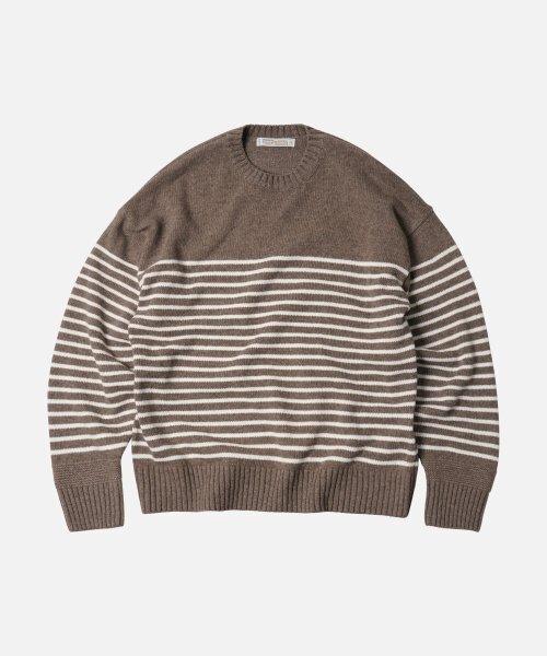 FRIZMWORKS(フリズムワークス)の「WOOL STRIPE RELAX KNIT _ BEIGE(ニット/セーター・レディース・その他・MEDIUM/LARGE/X-LARGE)」の1枚目の写真