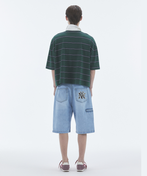 NOHANT(ノアン)の「WIRE STRIPE RUGBY SHORT SLEEVE T-SHIRT GREEN(ポロシャツ・メンズ・グリーン・SMALL/MEDIUM/LARGE)」の5枚目の写真