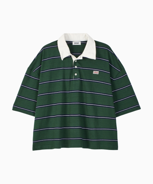 NOHANT(ノアン)の「WIRE STRIPE RUGBY SHORT SLEEVE T-SHIRT GREEN(ポロシャツ・メンズ・グリーン・SMALL/MEDIUM/LARGE)」の8枚目の写真