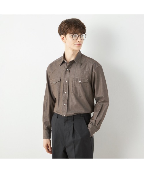 SUIT SELECT(スーツセレクト)の「【RBC】シャツ/インディゴ染(シャツ/ブラウス・メンズ・ブラウン/ブルー・首回り39cm-裄丈84cm/首回り41cm-裄丈86cm)」の3枚目の写真