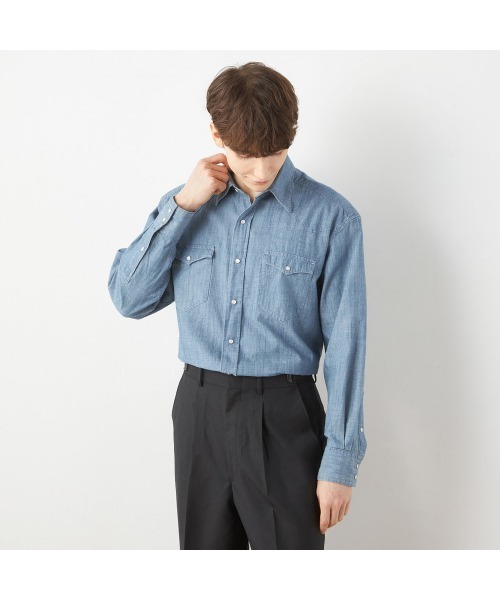 SUIT SELECT(スーツセレクト)の「【RBC】シャツ/インディゴ染(シャツ/ブラウス・メンズ・ブラウン/ブルー・首回り39cm-裄丈84cm/首回り41cm-裄丈86cm)」の10枚目の写真