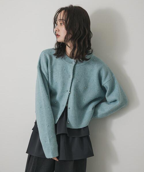 SENSE OF PLACE by URBAN RESEARCH（センスオブプレイスバイアーバンリサーチ）の「『洗濯可』ボールビーズカーディガン（カーディガン/ボレロ・レディース・チャコールグレー/ライトブルー/ベージュ・ONE）」の3枚目の写真