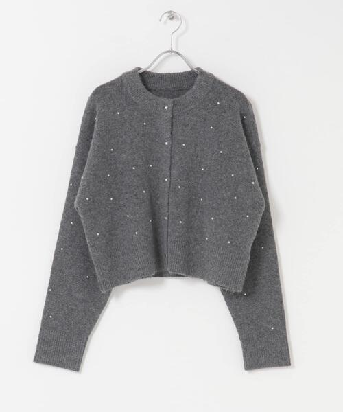 SENSE OF PLACE by URBAN RESEARCH（センスオブプレイスバイアーバンリサーチ）の「『洗濯可』ボールビーズカーディガン（カーディガン/ボレロ・レディース・チャコールグレー/ライトブルー/ベージュ・ONE）」の16枚目の写真