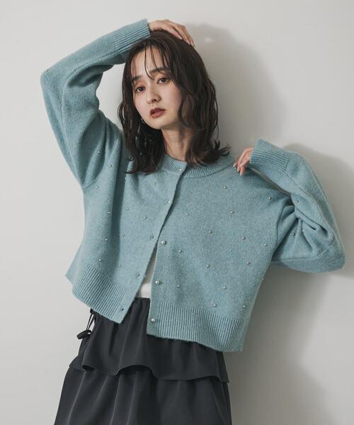 SENSE OF PLACE by URBAN RESEARCH（センスオブプレイスバイアーバンリサーチ）の「『洗濯可』ボールビーズカーディガン（カーディガン/ボレロ・レディース・チャコールグレー/ライトブルー/ベージュ・ONE）」の14枚目の写真