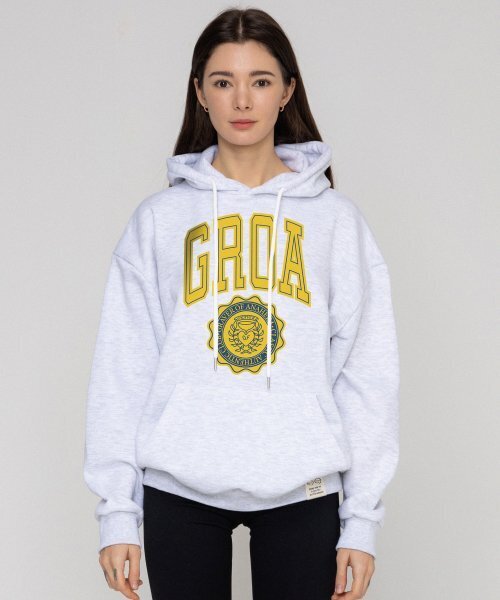 GRAVER（グレーバー）の「[ユニセックス]GROAロゴクラシックハートフードパーカー_メランジホワイト（パーカー・レディース・ホワイト・SMALL/MEDIUM/LARGE/X-LARGE）」の2枚目の写真