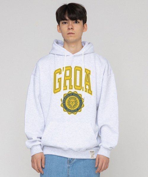 GRAVER（グレーバー）の「[ユニセックス]GROAロゴクラシックハートフードパーカー_メランジホワイト（パーカー・レディース・ホワイト・SMALL/MEDIUM/LARGE/X-LARGE）」の3枚目の写真