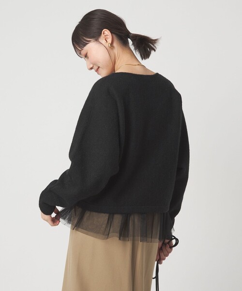 green label relaxing(グリーンレーベルリラクシング)の「ニット × チュール キャミソール プルオーバー セット(ニット/セーター・レディース・オフホワイト/ブラック/ダークグレー・FREE)」の2枚目の写真