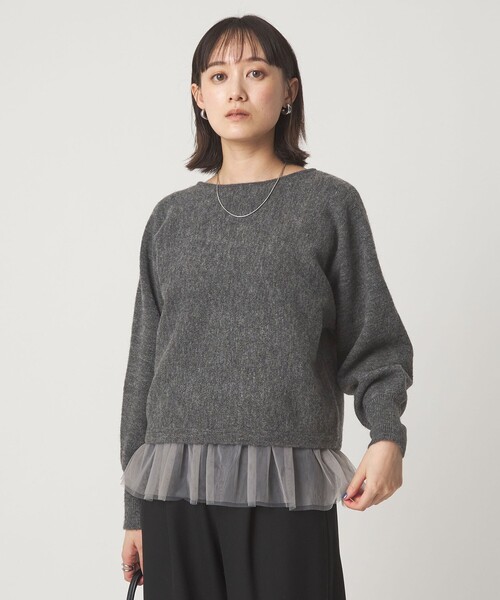 green label relaxing(グリーンレーベルリラクシング)の「ニット × チュール キャミソール プルオーバー セット(ニット/セーター・レディース・オフホワイト/ブラック/ダークグレー・FREE)」の9枚目の写真