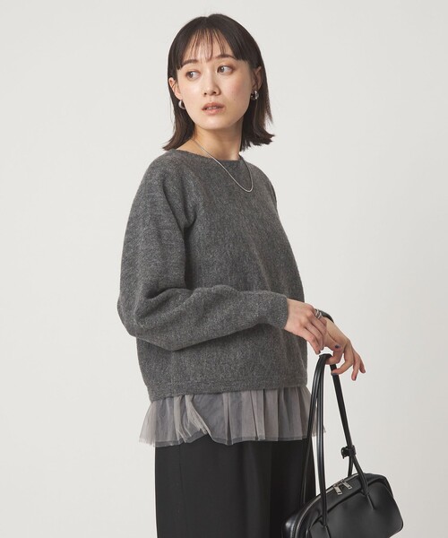 green label relaxing(グリーンレーベルリラクシング)の「ニット × チュール キャミソール プルオーバー セット(ニット/セーター・レディース・オフホワイト/ブラック/ダークグレー・FREE)」の10枚目の写真