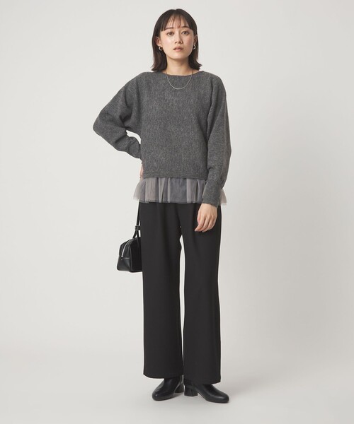 green label relaxing(グリーンレーベルリラクシング)の「ニット × チュール キャミソール プルオーバー セット(ニット/セーター・レディース・オフホワイト/ブラック/ダークグレー・FREE)」の11枚目の写真