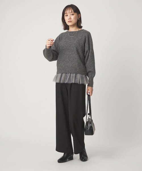 green label relaxing(グリーンレーベルリラクシング)の「ニット × チュール キャミソール プルオーバー セット(ニット/セーター・レディース・オフホワイト/ブラック/ダークグレー・FREE)」の12枚目の写真