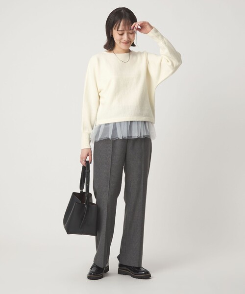 green label relaxing(グリーンレーベルリラクシング)の「ニット × チュール キャミソール プルオーバー セット(ニット/セーター・レディース・オフホワイト/ブラック/ダークグレー・FREE)」の16枚目の写真