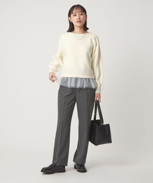 green label relaxing(グリーンレーベルリラクシング)の「ニット × チュール キャミソール プルオーバー セット(ニット/セーター・レディース・オフホワイト/ブラック/ダークグレー・FREE)」の15枚目の写真