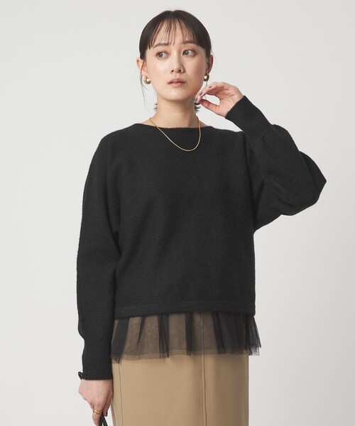 green label relaxing(グリーンレーベルリラクシング)の「ニット × チュール キャミソール プルオーバー セット(ニット/セーター・レディース・オフホワイト/ブラック/ダークグレー・FREE)」の14枚目の写真