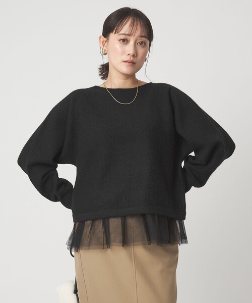 green label relaxing(グリーンレーベルリラクシング)の「ニット × チュール キャミソール プルオーバー セット(ニット/セーター・レディース・オフホワイト/ブラック/ダークグレー・FREE)」の13枚目の写真