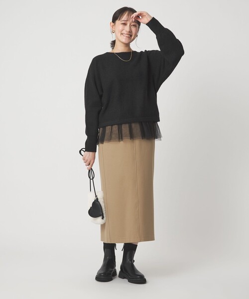 green label relaxing(グリーンレーベルリラクシング)の「ニット × チュール キャミソール プルオーバー セット(ニット/セーター・レディース・オフホワイト/ブラック/ダークグレー・FREE)」の22枚目の写真