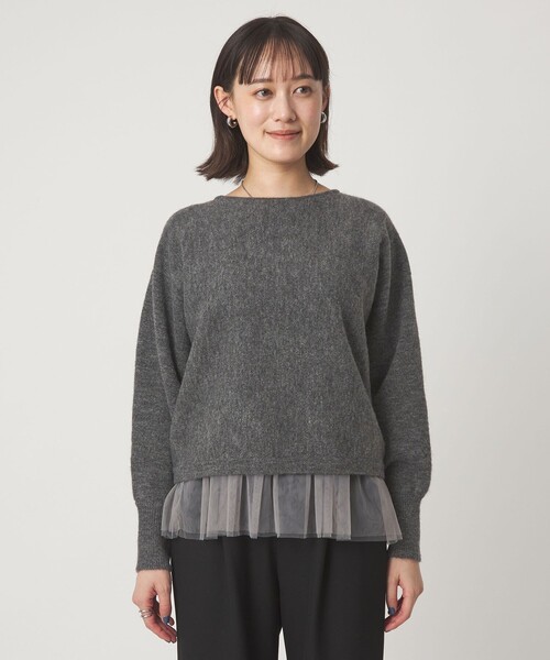 green label relaxing(グリーンレーベルリラクシング)の「ニット × チュール キャミソール プルオーバー セット(ニット/セーター・レディース・オフホワイト/ブラック/ダークグレー・FREE)」の21枚目の写真