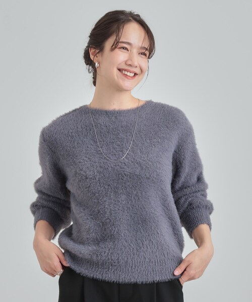 DRESKIP(ドレスキップ)の「【S-LL】きらっと華やか ふんわりラメフェザーニット(ニット/セーター・レディース・オフホワイト/チャコールグレー/パープル/グリーン系・01/02/03/04)」の9枚目の写真