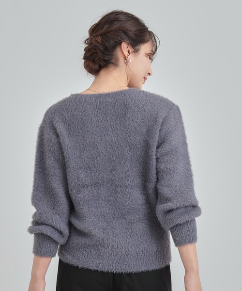 DRESKIP(ドレスキップ)の「【S-LL】きらっと華やか ふんわりラメフェザーニット(ニット/セーター・レディース・オフホワイト/チャコールグレー/パープル/グリーン系・01/02/03/04)」の10枚目の写真