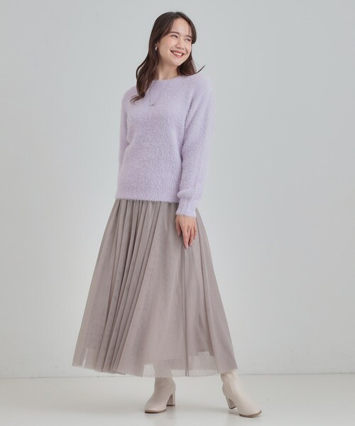 DRESKIP(ドレスキップ)の「【S-LL】きらっと華やか ふんわりラメフェザーニット(ニット/セーター・レディース・オフホワイト/チャコールグレー/パープル/グリーン系・01/02/03/04)」の15枚目の写真