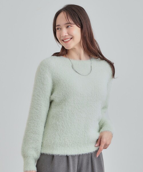 DRESKIP(ドレスキップ)の「【S-LL】きらっと華やか ふんわりラメフェザーニット(ニット/セーター・レディース・オフホワイト/チャコールグレー/パープル/グリーン系・01/02/03/04)」の17枚目の写真