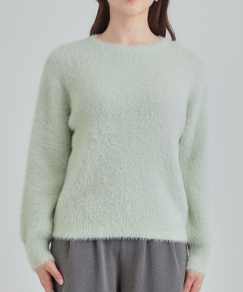 DRESKIP(ドレスキップ)の「【S-LL】きらっと華やか ふんわりラメフェザーニット(ニット/セーター・レディース・オフホワイト/チャコールグレー/パープル/グリーン系・01/02/03/04)」の21枚目の写真