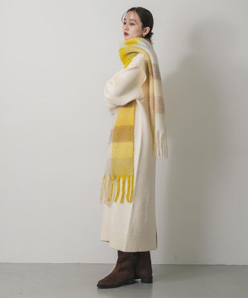 SENSE OF PLACE by URBAN RESEARCH（センスオブプレイスバイアーバンリサーチ）の「ボリュームチェックストール（マフラー・レディース・グレー/オレンジ/イエロー/ブルー・ONE）」の20枚目の写真
