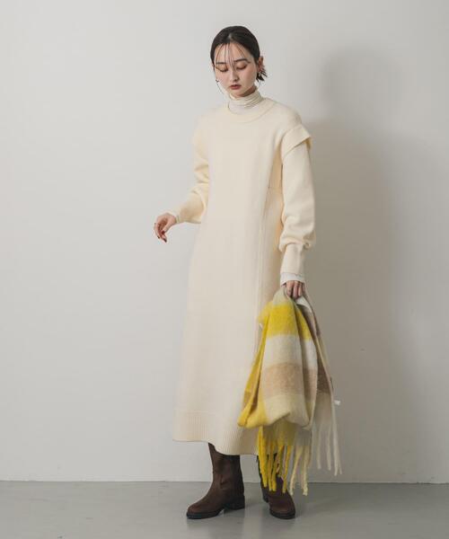 SENSE OF PLACE by URBAN RESEARCH（センスオブプレイスバイアーバンリサーチ）の「ボリュームチェックストール（マフラー・レディース・グレー/オレンジ/イエロー/ブルー・ONE）」の21枚目の写真