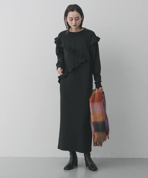 SENSE OF PLACE by URBAN RESEARCH（センスオブプレイスバイアーバンリサーチ）の「ボリュームチェックストール（マフラー・レディース・グレー/オレンジ/イエロー/ブルー・ONE）」の14枚目の写真