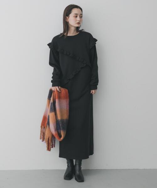 SENSE OF PLACE by URBAN RESEARCH（センスオブプレイスバイアーバンリサーチ）の「ボリュームチェックストール（マフラー・レディース・グレー/オレンジ/イエロー/ブルー・ONE）」の15枚目の写真