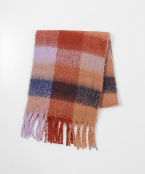 SENSE OF PLACE by URBAN RESEARCH（センスオブプレイスバイアーバンリサーチ）の「ボリュームチェックストール（マフラー・レディース・グレー/オレンジ/イエロー/ブルー・ONE）」の16枚目の写真