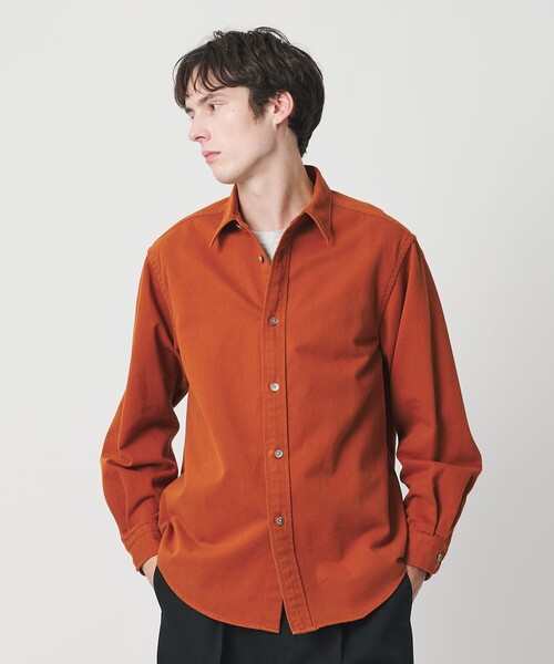 BEAUTY&YOUTH UNITED ARROWS（ビューティーアンドユースユナイテッドアローズ）の「ダブルブラッシュ コットン レギュラーシャツ FORM型（シャツ/ブラウス・メンズ・オレンジ/ダークグリーン・M/L/S/XL）」の7枚目の写真