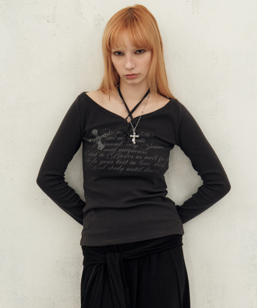 Midnight Move（ミッドナイトムーブ）の「cr starp t (dark grey)（Tシャツ/カットソー・レディース・その他・FREE）」の4枚目の写真