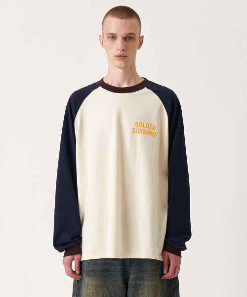 GOLDEN SNSHINE(ゴールデン サンシャイン)の「Colorblock raglan long sleeve_Cream(Tシャツ/カットソー・メンズ・その他・MEDIUM/LARGE/SMALL)」の1枚目の写真