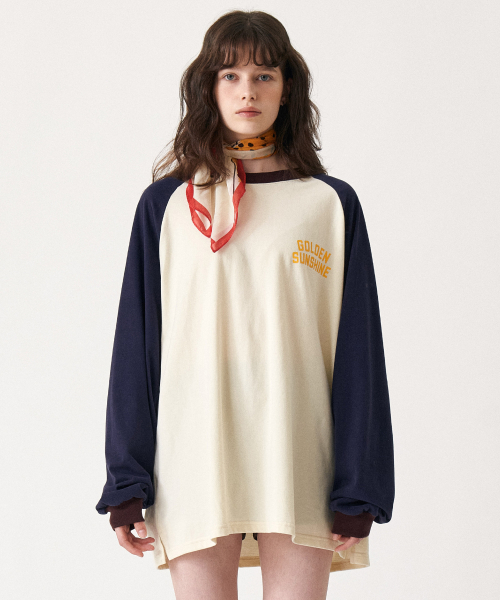 GOLDEN SNSHINE(ゴールデン サンシャイン)の「Colorblock raglan long sleeve_Cream(Tシャツ/カットソー・メンズ・その他・MEDIUM/LARGE/SMALL)」の2枚目の写真
