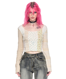 SCHISM INDUCING（スキズムインデューシング）の「CRAZY PATCHWORK TOP BEIGE（Tシャツ/カットソー）」