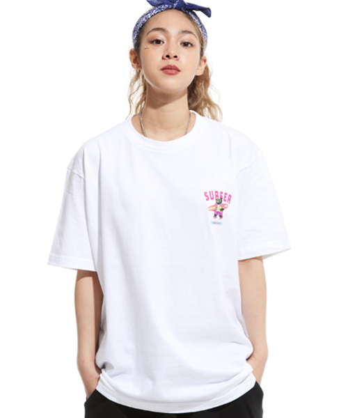 CREAM SODA LAB(クリームソーダラボ)の「LABグレーサーファースモールロゴ半袖Tシャツホワイトピンク(Tシャツ/カットソー・レディース・その他・X-LARGE/XX-LARGE/LARGE/MEDIUM)」の1枚目の写真