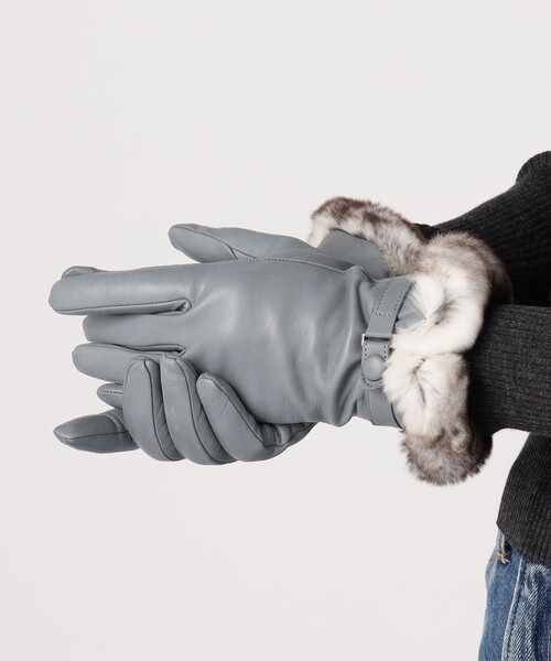 GALA　GLOVES（ガラ　グローブ）の「Gala Gloves レッキスファー ベルテッド グローブ（手袋・レディース・グレー/ブラウン・FREE）」の3枚目の写真