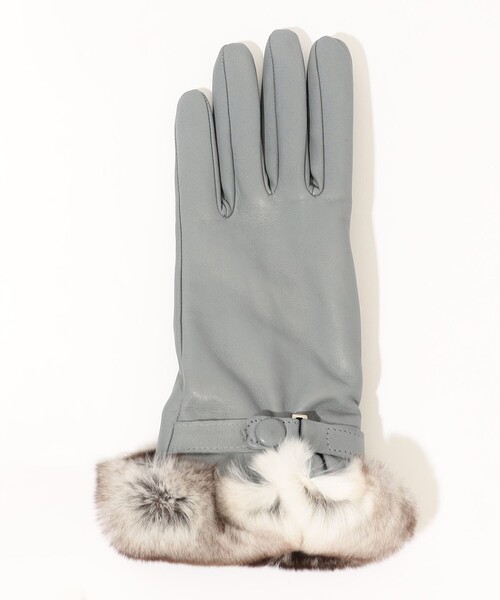 GALA　GLOVES（ガラ　グローブ）の「Gala Gloves レッキスファー ベルテッド グローブ（手袋・レディース・グレー/ブラウン・FREE）」の4枚目の写真