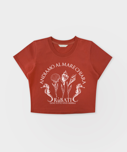 RUBATI（ルバティ）の「シェルフラワークロップTシャツ_ヴィンテージレッド（Tシャツ/カットソー・レディース・その他・size2/size1）」の5枚目の写真