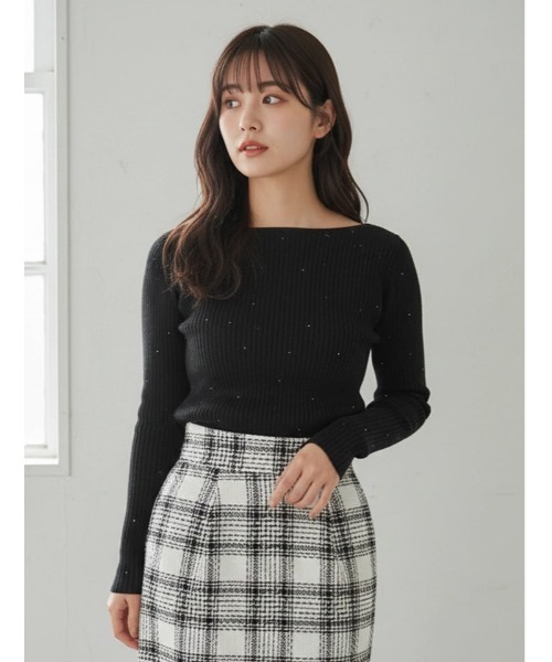 fifth（フィフス）の「ラインストーンニットプルオーバー（ニット/セーター・レディース・アイボリー/ブラック/グレー/レッド・M）」の3枚目の写真