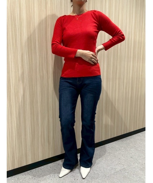 fifth（フィフス）の「ラインストーンニットプルオーバー（ニット/セーター・レディース・アイボリー/ブラック/グレー/レッド・M）」の13枚目の写真