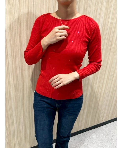 fifth（フィフス）の「ラインストーンニットプルオーバー（ニット/セーター・レディース・アイボリー/ブラック/グレー/レッド・M）」の12枚目の写真