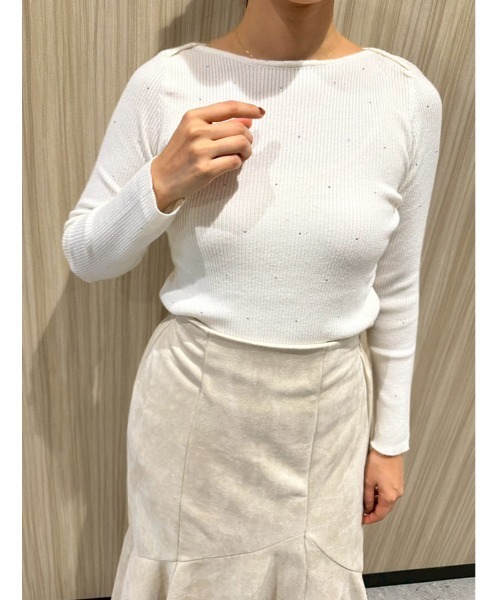 fifth（フィフス）の「ラインストーンニットプルオーバー（ニット/セーター・レディース・アイボリー/ブラック/グレー/レッド・M）」の6枚目の写真