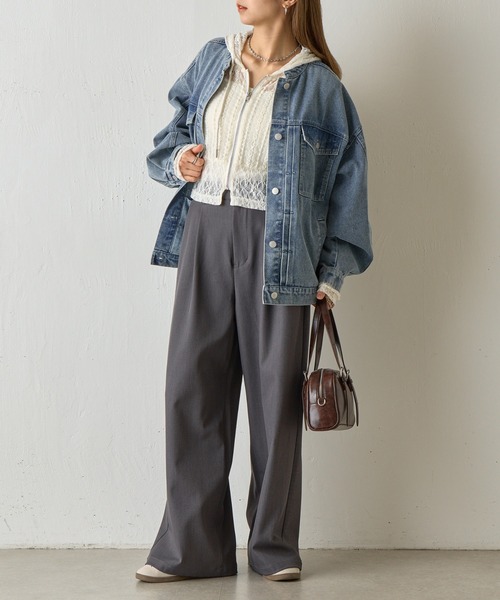 COLONY 2139(コロニートゥーワンスリーナイン)の「レース切替フードシャツ(シャツ/ブラウス・レディース・ブラック/アイボリー・FREE)」の10枚目の写真