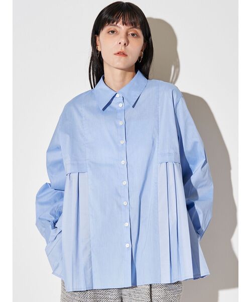 ELENDEEK（エレンディーク）の「プリーツレイヤードシャツ（シャツ/ブラウス・レディース・オフホワイト/ライトブルー/ベージュ・FREE）」の12枚目の写真